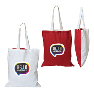 E9132-BELLEFLOWER COTTON TOTE-White/Red (Clearance Minimum 120 Units)