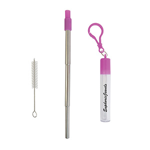 KP9694-C-THERMOSPHERE TELESCOPIC STAINLESS STRAW IN CASE-Purple (Clearance Minimum 140 Units)