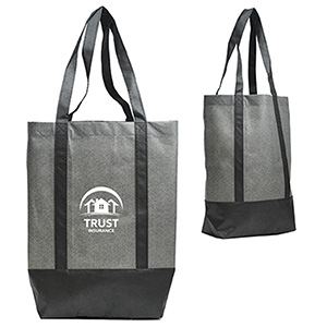 NW8010-HEATHERED NON-WOVEN TOTE-Grey/Black