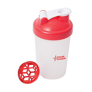 WB6785-C-THE CROSS-TRAINER 400 ML. (13.5 FL. OZ.) SMALL SHAKER BOTTLE-Clear/Red (Clearance Minimum 100 Units)